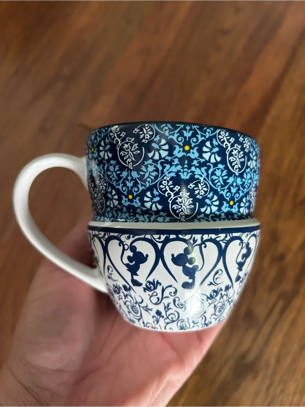 Disney Parks Mickey Mouse Indigo Blues Drink Me Stacked 10oz Tea Cup/Coffee Mug